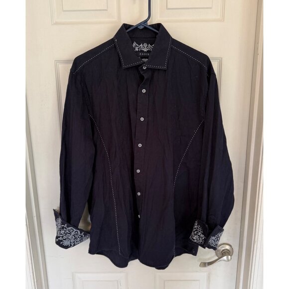 Zagiri Other - Zagiri Men's Navy Blue Embroidered Stitching Button Down Shirt Size XL